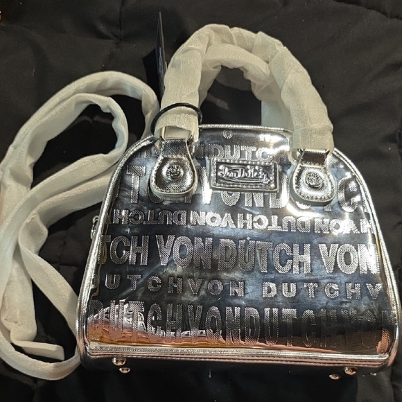 Von Dutch Metallic Silver Mini Bag - Picture 7 of 8